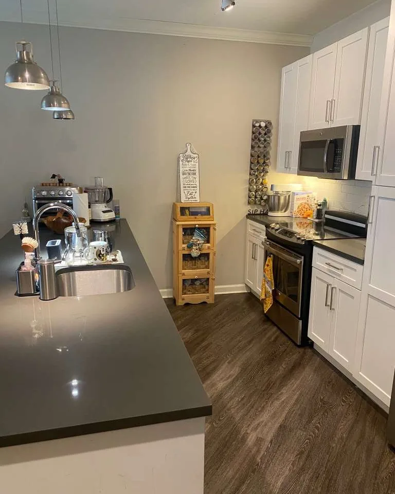The same counter cleared and wiped down.