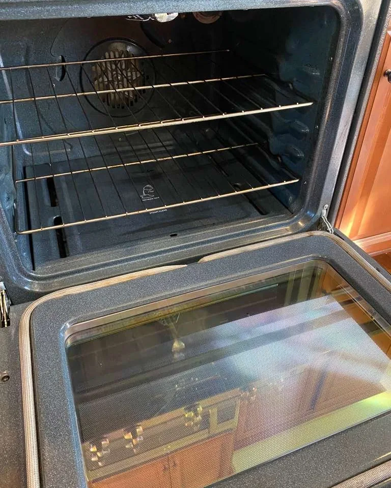The same oven door glass clear.