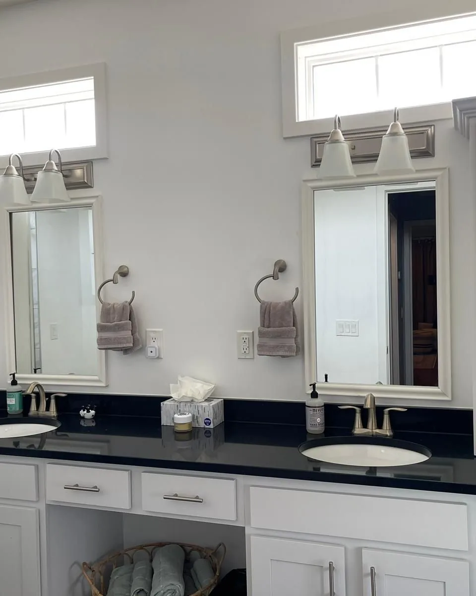 The same vanity cleared, wiped and reset.